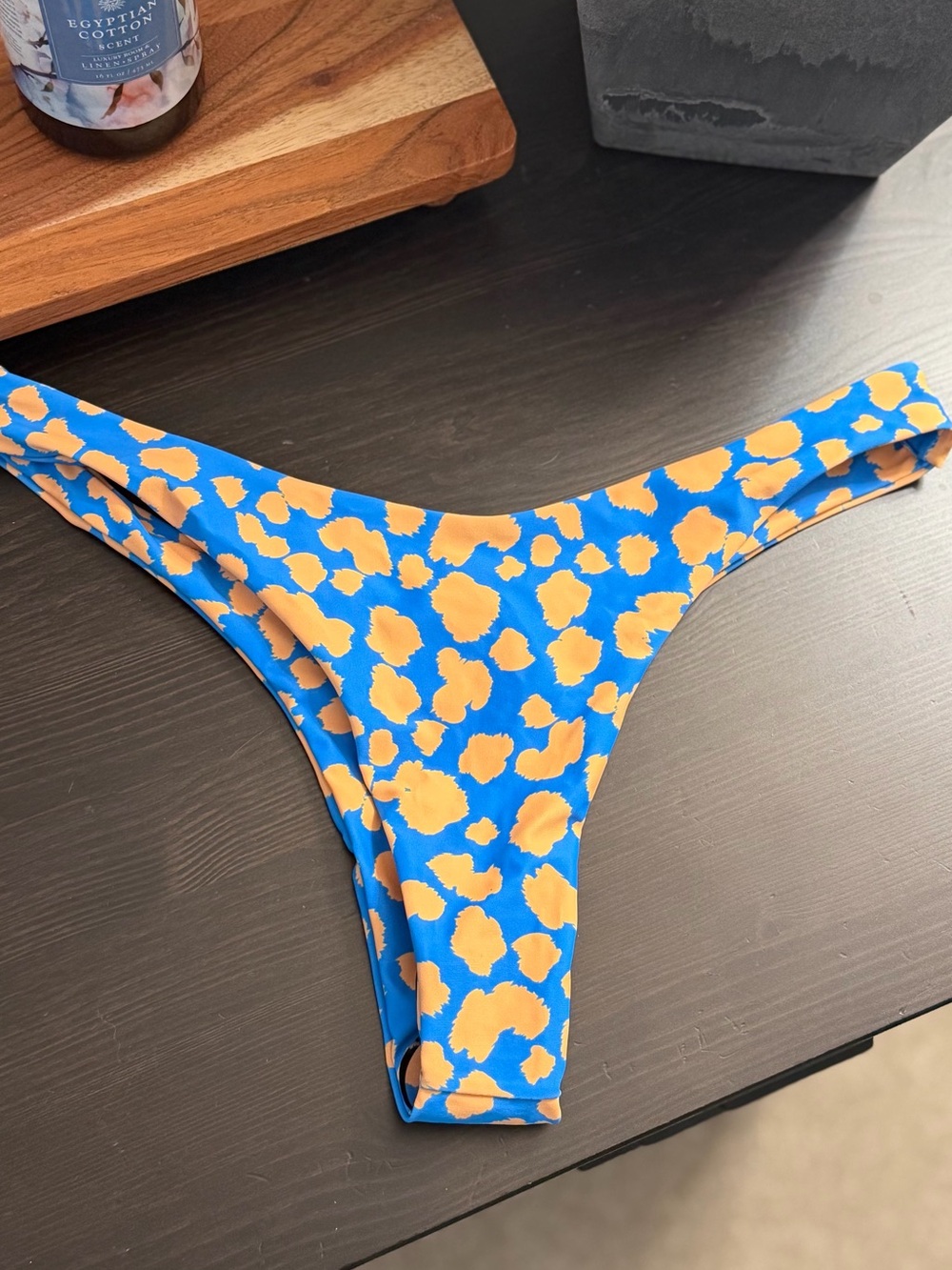 Cheeky Blue & Yellow Leopard Print Bikini Bottom Medium